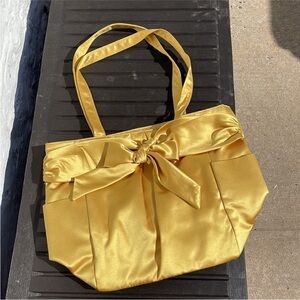 Yellow/ Golf Satin Bow Tote Bag - Women Bags